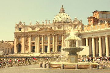 Saint Peter's Basilica in St. Peter's Square, Vatican City. Vatican Museum, Rome, Italy.