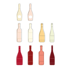 sparkling wine bottle vector set
