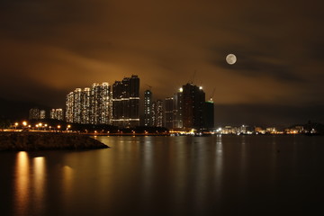 Obraz premium super moon in hong kong