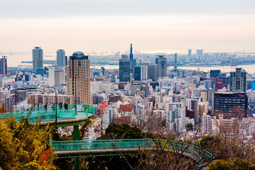 Fototapeta premium ,Kobe Port, Japan・Morning scenery from Venus Bridge, Suwayama Park