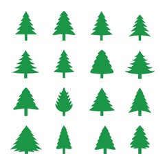 Set of Spruce. Various Christmas Tree On The White Background.