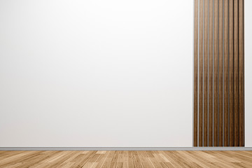 Fototapeta na wymiar Idea of a white empty scandinavian room interior with wooden floor. Home nordic interior. 3D illustration