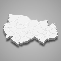 Fototapeta premium Novosibirsk Oblast 3d map region of Russia Template for your design