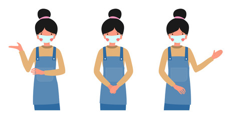 New normal lifestyle concept, After Corona virus outbreak, Cute character wearing medical mask, Pink cheek, rosy cheek, avector illustration for graphic design,website or banner