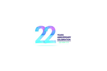 22 years anniversary celebration logotype. anniversary logo with watercolor purple and blue  isolated on white background, vector design for celebration, invitation card, and greeting card-vector