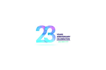 23 years anniversary celebration logotype. anniversary logo with watercolor purple and blue  isolated on white background, vector design for celebration, invitation card, and greeting card-vector