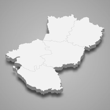 pays de la loire 3d map region of France Template for your design