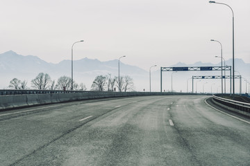 Highway towards the mountains