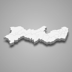 pernambuco 3d map state of Brazil Template for your design