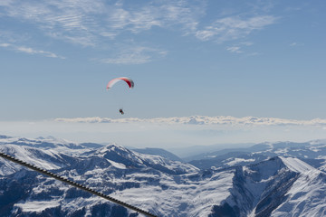 Paragliding with beautiful cloudscape background