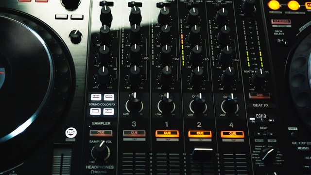 professional DJ mixer console closeup