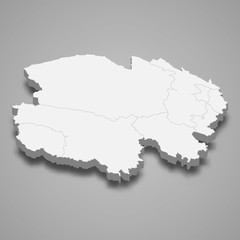 qinghai 3d map province of China Template for your design