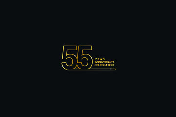 55 years anniversary celebration logotype. anniversary logo with golden and Spark light white color isolated on black background, vector design for celebration, invitation card, and greeting card