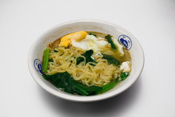 indonesian instant noodles, white background
