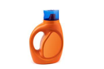 a generic bottle of liquid laundry detergent isolated on white