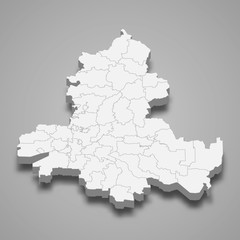 Rostov Oblast 3d map region of Russia Template for your design