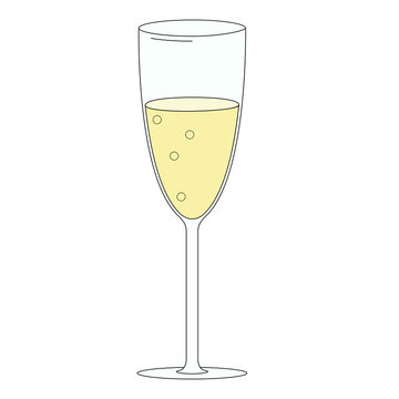 Glass of champagne. Isolated vector image on a white background