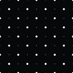 seamless pattern white polka dot on black background, vector, illustration