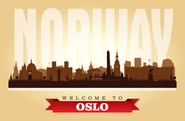 Oslo Norway city skyline vector silhouette - obrazy, fototapety, plakaty