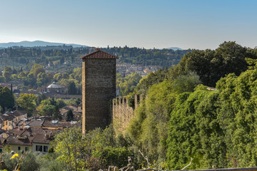 Fototapeta na wymiar A beautiful skyline view of a park in Florence Italy, European culture