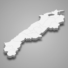 Obraz premium shimane 3d map prefecture of Japan Template for your design