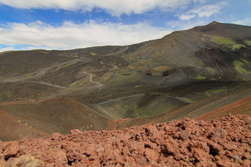 Etna Volcano in a hot sunny summer day, Sicily, Italy