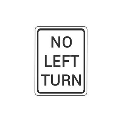 No Left Turn Sign Isolated On White Background. Traffic Symbol Modern Simple Vector Icon