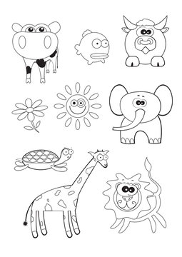 Cartoon Animals Coloring Book