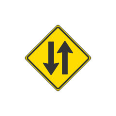 Yellow Two Way Street Sign. Traffic Symbol Modern Simple Vector Icon