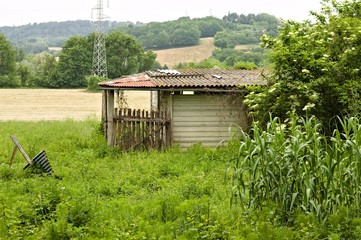 Abandoned hut in the italian countryside (Pesaro, Italy, Europe)