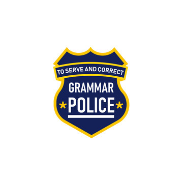 Grammar police badge icon. Clipart image isolated on white background