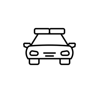 Police car outline front view icon. Clipart image isolated on white background