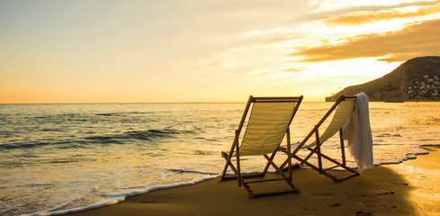Wooden chair at the beach