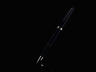 Black pen isolated on black background. Vector illustration