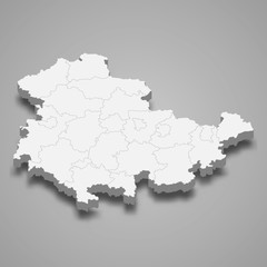 thuringia 3d map state of Germany Template for your design