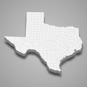 texas 3d map state of United States Template for your design