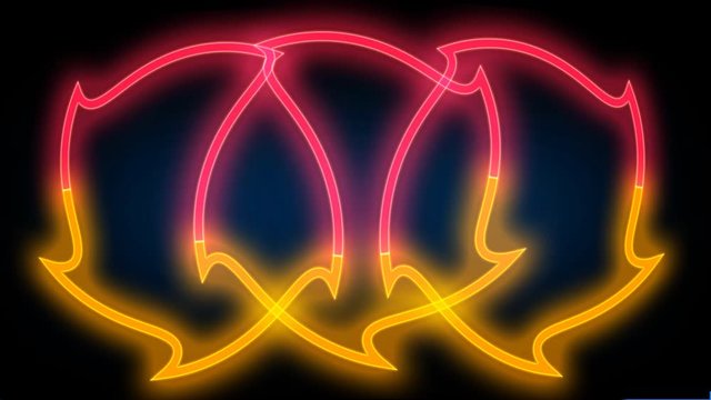 Tri-polygon shape with neon glowing lights and moving, the 80s inspired backdrop animation in UHD 4k.
