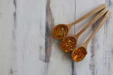 A Supplement food on wooden background