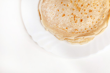Tasty pancakes on Shrovetide on background
