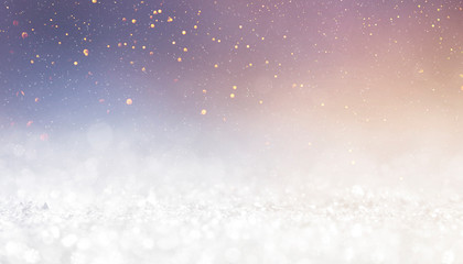 Christmas light background.  Holiday glowing backdrop. Defocused Background With Blinking Stars. Blurred Bokeh.