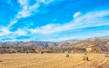 Landscape country in Alcala de la Selva Teruel Aragon Spain