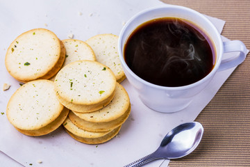 Crackers with coffee cup