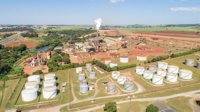 Aerial view of a Beverage Company in Pirassununga city, S&atilde;o Paulo / Brazil.