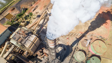 Pirassununga, Sao Paulo / Brazil - circa May 2020: Aerial view of the Müller Beverage Company,...