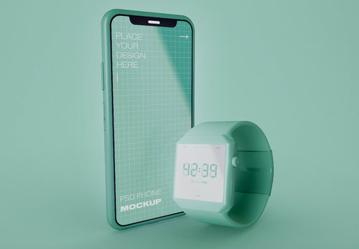 Smartwatch and Mobile Phone Mockup