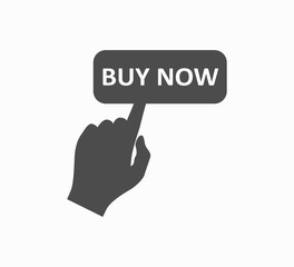 Buy button sign Flat Vector Icon. Hand and button buy now - online shopping. Online Shopping - Flat Vector Icon