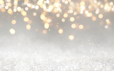 Christmas light background.  Holiday glowing backdrop. Defocused Background With Blinking Stars. Blurred Bokeh.