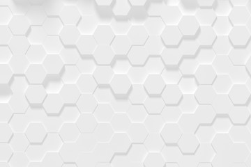 Hexagonal white abstract background - 3d abstract hexagons rendering.