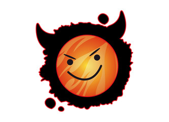 niedlicher Teufel in Flammen und glühendem Gesicht