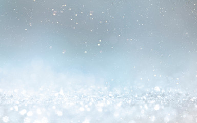 Christmas light background.  Holiday glowing backdrop. Defocused Background With Blinking Stars. Blurred Bokeh.